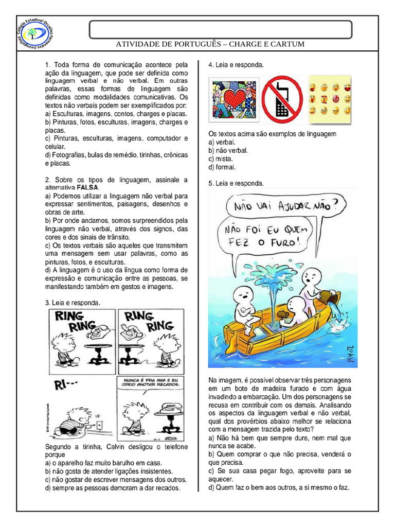 Atividades Cartum e Charge | PDF