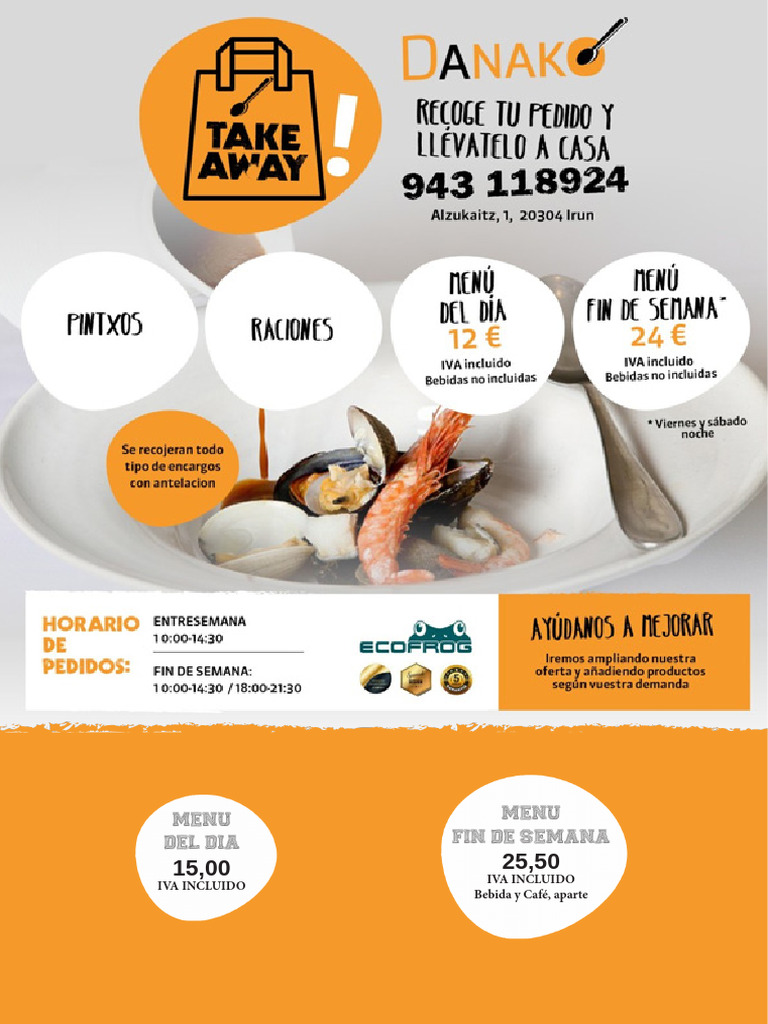 Take Away Menus Danako Irun | PDF