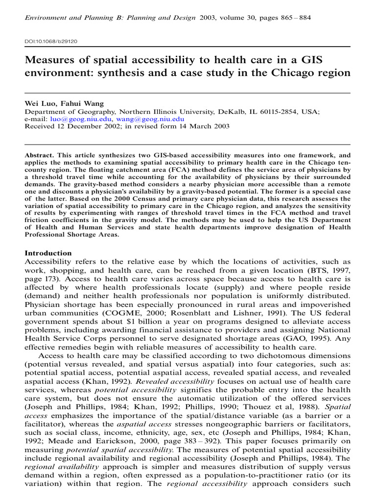 Measuring Health Care Accessibility in Chicago | PDF | Variance | Area