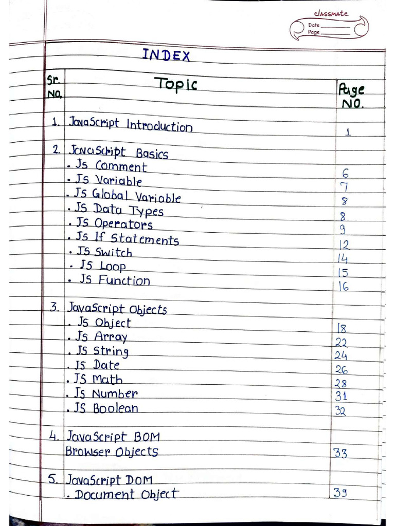 JavaScript Handwritten Notes | PDF