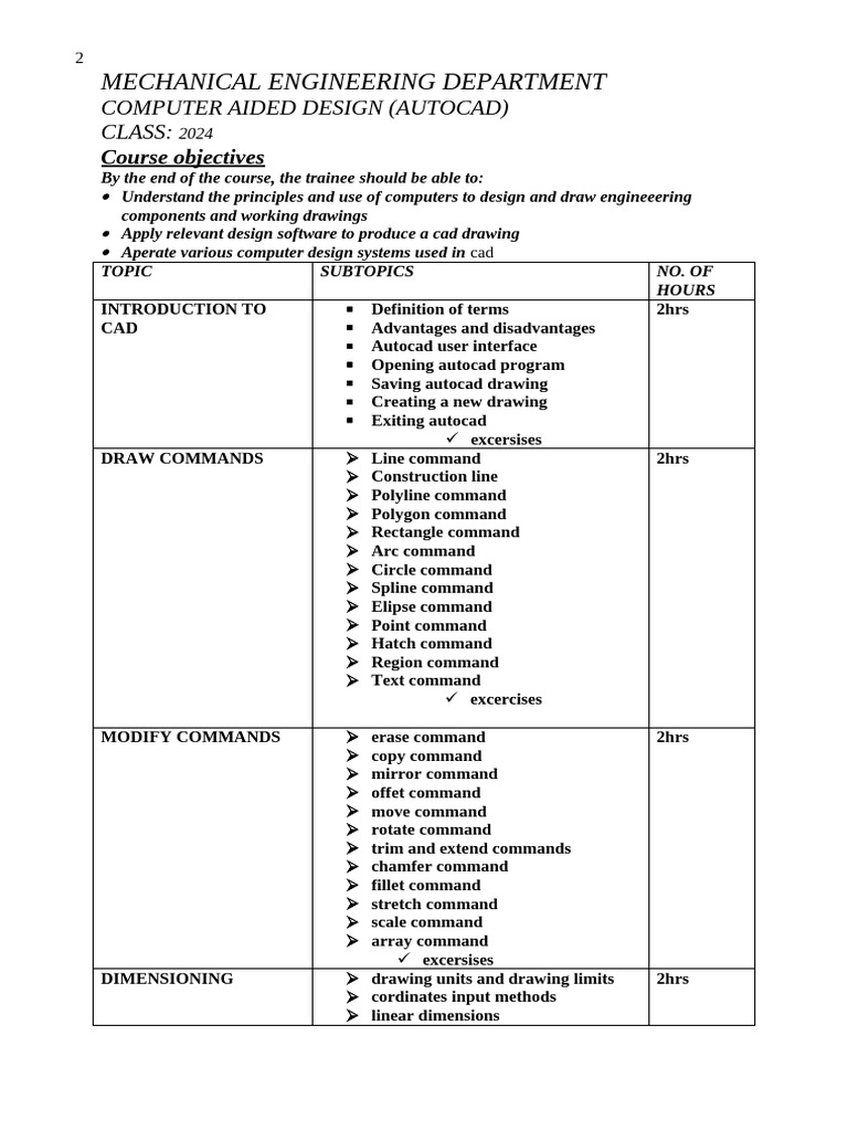 CAD Course Overview for Engineers 2024 | PDF | Computer Aided Design ...