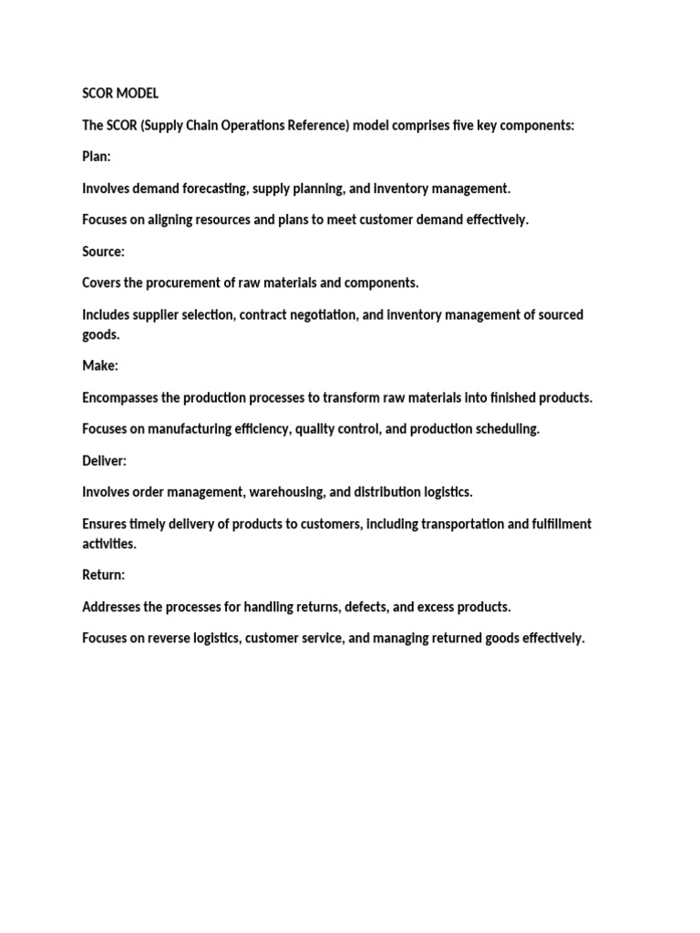 SCOR Model: Key Supply Chain Processes | PDF