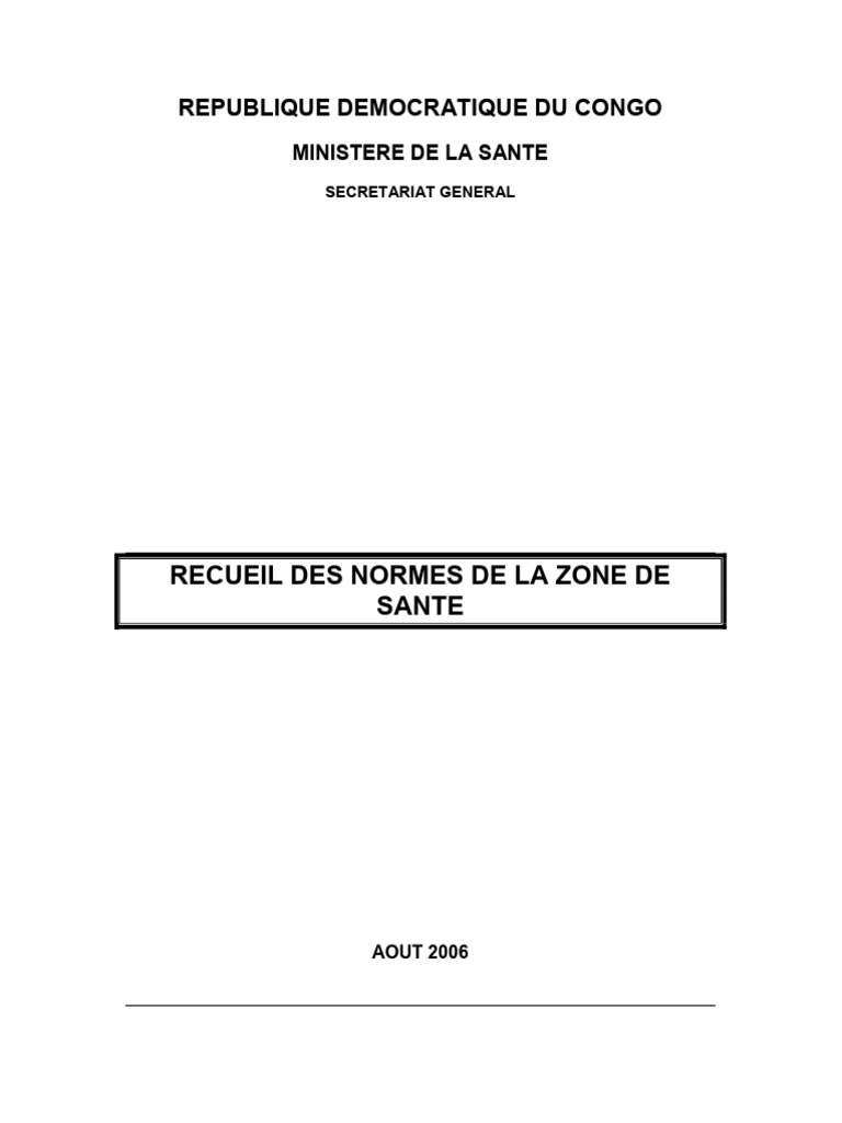 Normes de la Zone de Santé en RDC | PDF | Allaitement | Promotion de la ...
