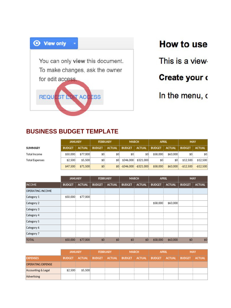 Business Budget Template | PDF