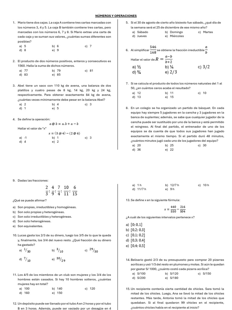Problemas de matemáticas y operaciones | PDF