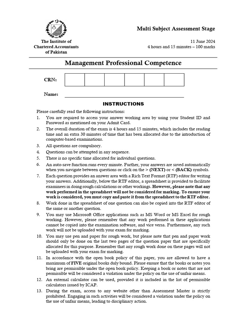 Multi Subject Assessment Guide for ICAP Exam | PDF | Qualifications