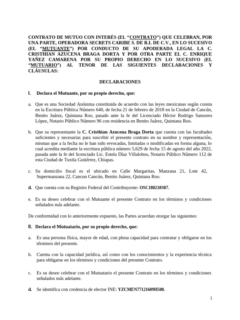 Contrato de Mutuo con Interés en México | PDF | Derecho privado | Justicia