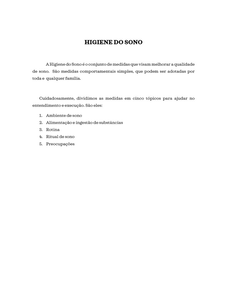 Higiene Do Sono Revisado Pdf Dormir Chá