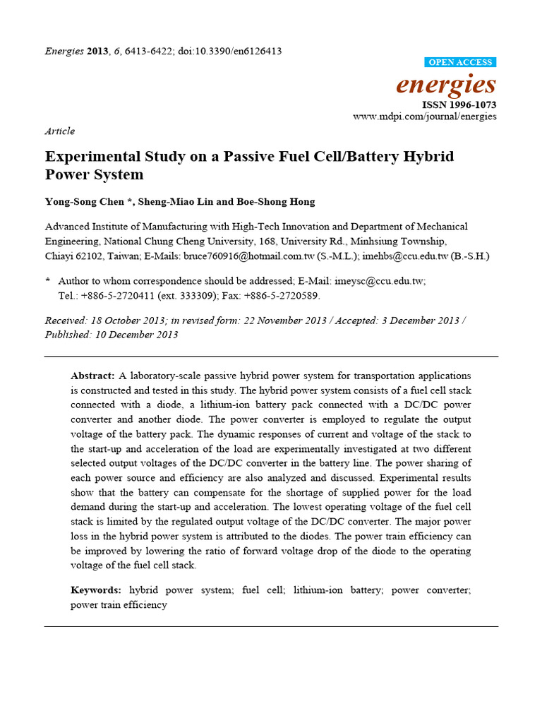 Passive Fuel Cell/Battery Hybrid System | PDF | Direct Current | Fuel Cell