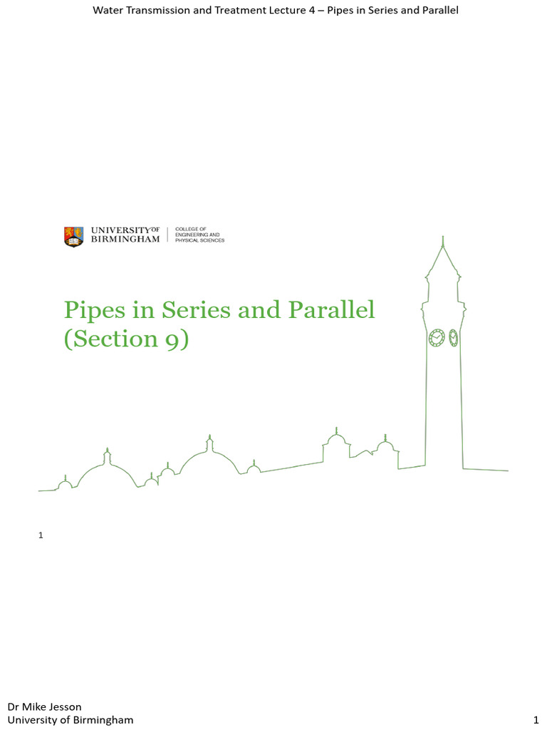 WTT Lecture 4 - Pipes in Series and Parallel | PDF | Discharge ...
