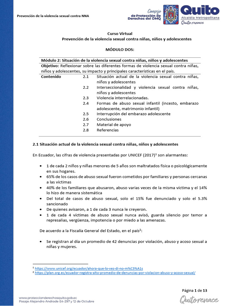 Prevención de la Violencia Sexual Infantil | PDF | Violación | Abuso sexual