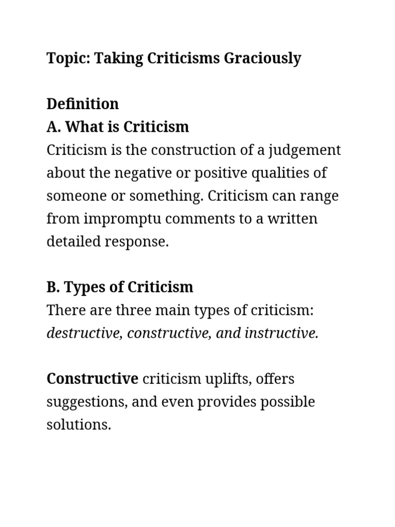 Taking Criticism Graciously | PDF | Empathy | Psychological Concepts