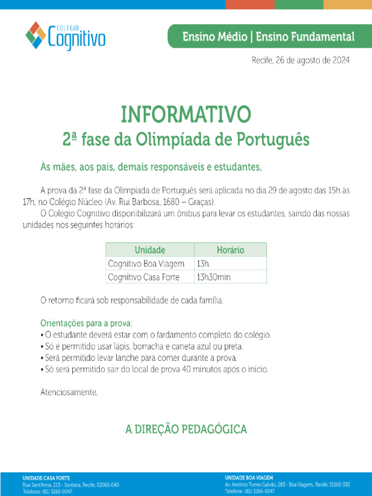 Informativo 2º Fase Olimpíada de Português - Ensino Médio e Fundamental ...