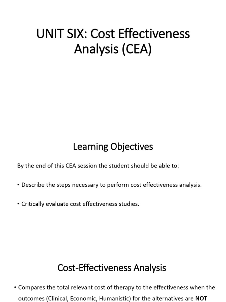 Cost Effectiveness Analysis Overview | PDF | Cost Effectiveness ...