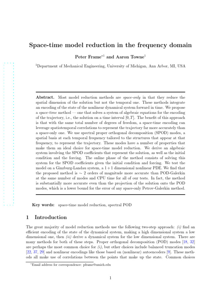 Space-Time Model Reduction Techniques | PDF | Basis (Linear Algebra ...