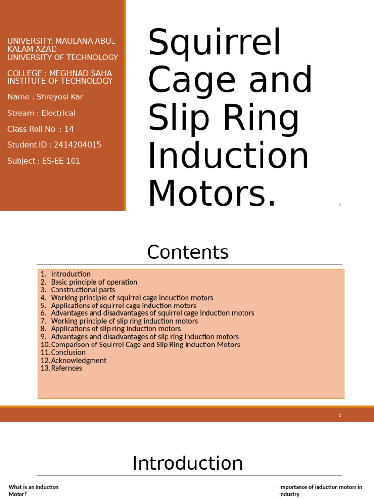 Squirrel Cage vs Slip Ring Induction Motors | PDF | Electric Motor ...