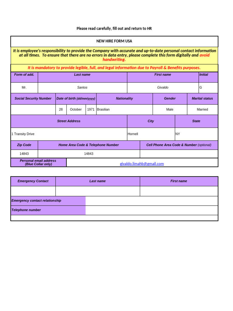 1EMP New Hire Form Candidate US en | PDF | Race And Ethnicity In The ...