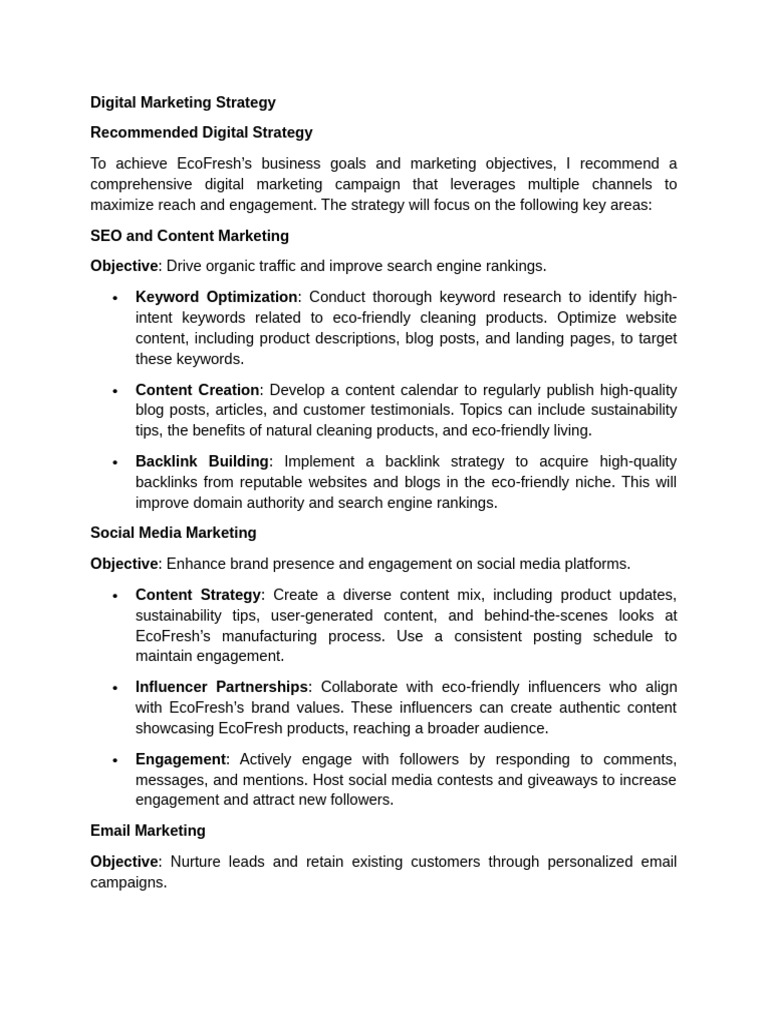 EcoFresh Digital Marketing Strategy | PDF | Digital Marketing | Social ...