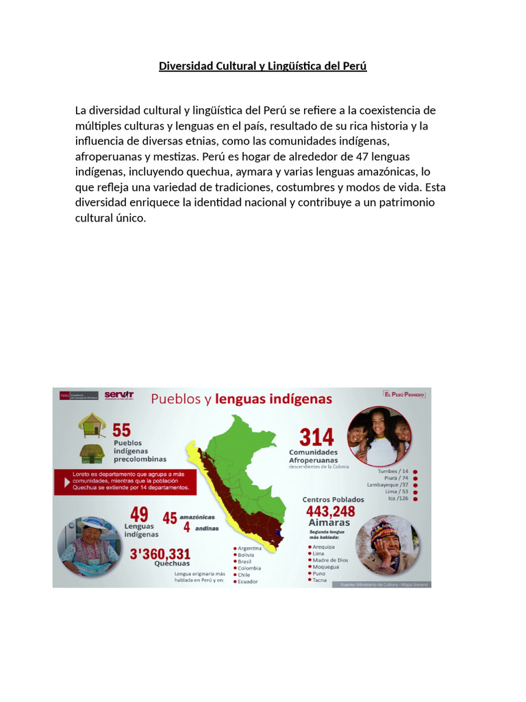Diversidad Cultural y Lingüística Del Perú | PDF