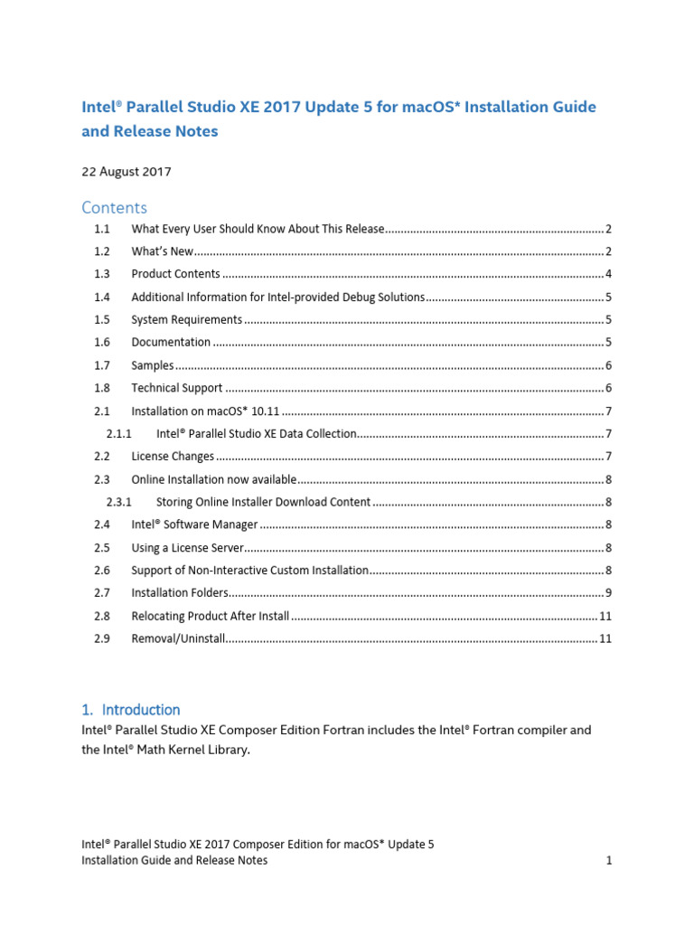 Psxe2017update5 Release Notes en Us Macos 743120 | PDF | Mac Os ...