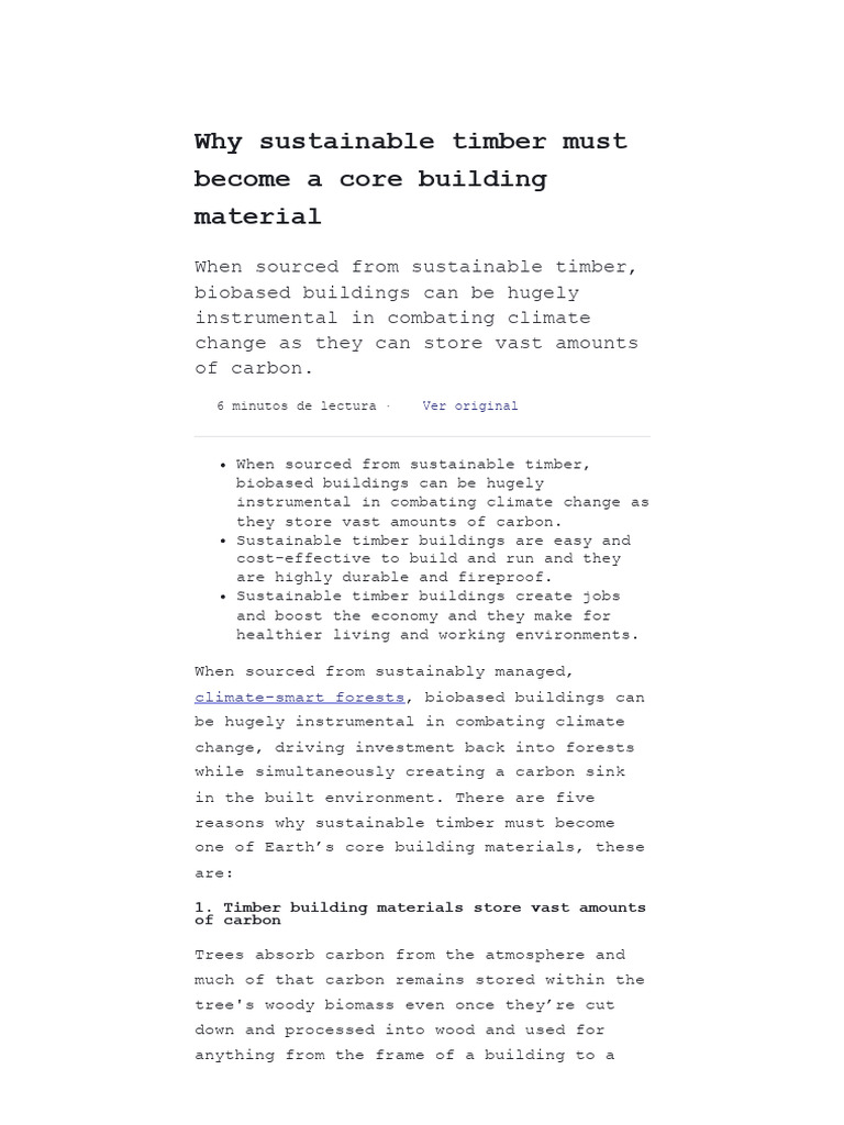 Why Sustainable Timber Must Become A Core Building Material | PDF ...