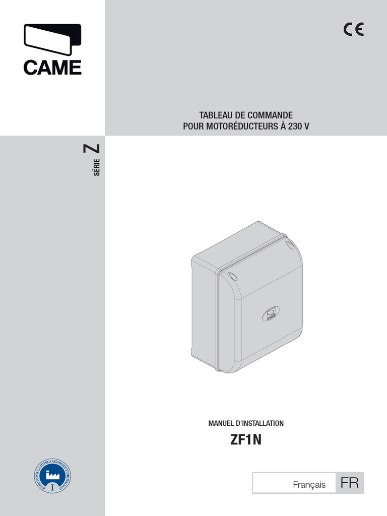 Manuel d'installation ZF1N CAME PDF Fusible (électricité) Sécurité — free download