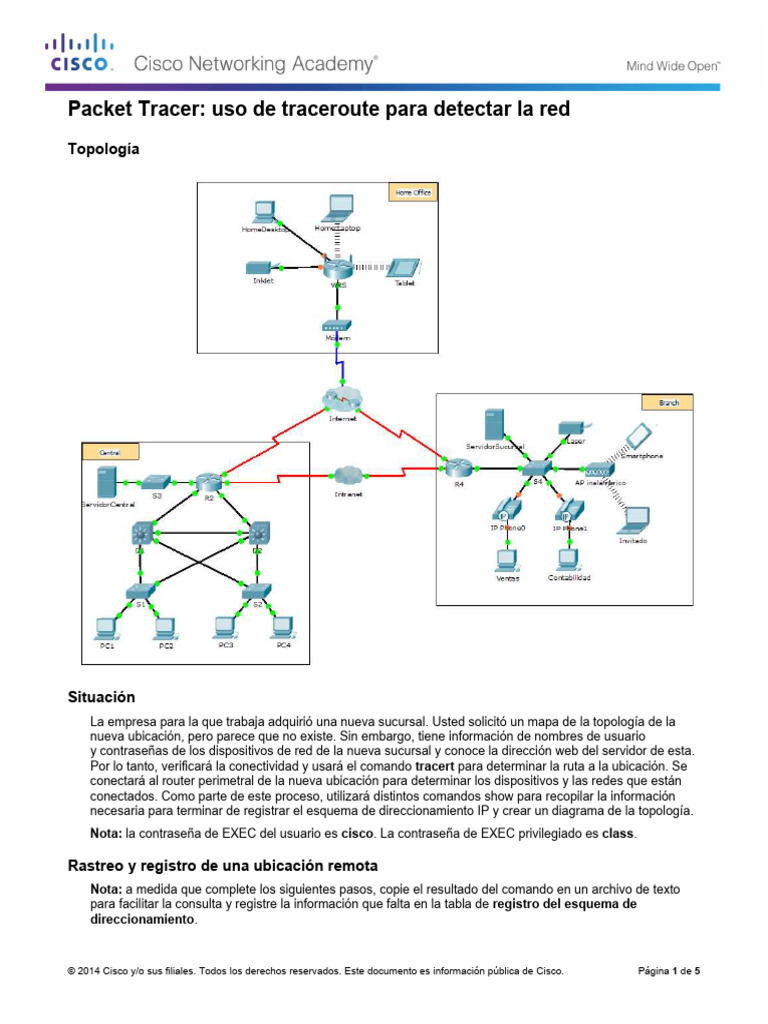 Packet Tracer Uso de Traceroute para Det | PDF | Dirección IP ...