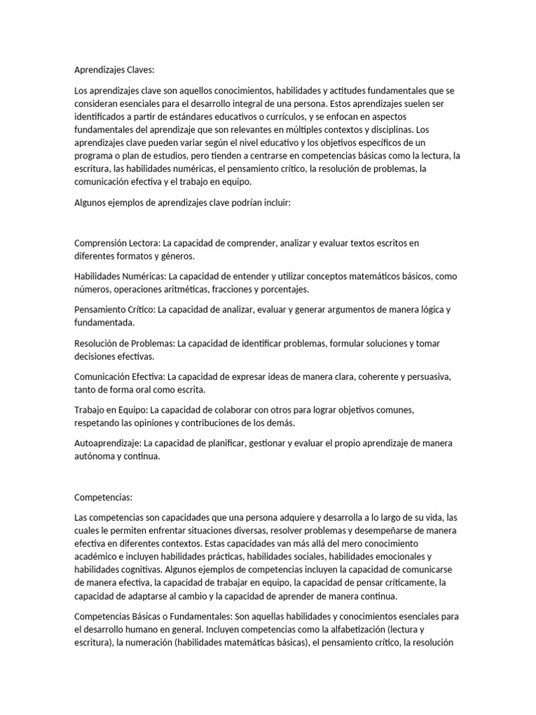 Aprendizajes Claves | PDF | Pensamiento | Plan de estudios