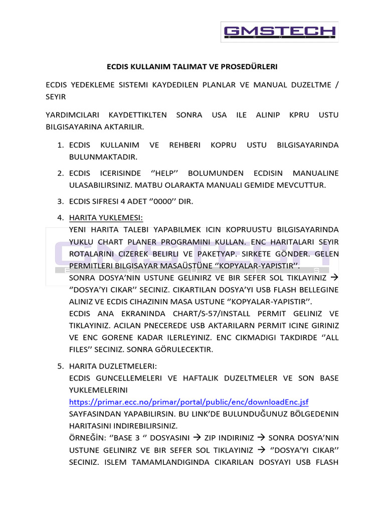Ecdis Kullanim Talimat Ve Prosedürleri | PDF