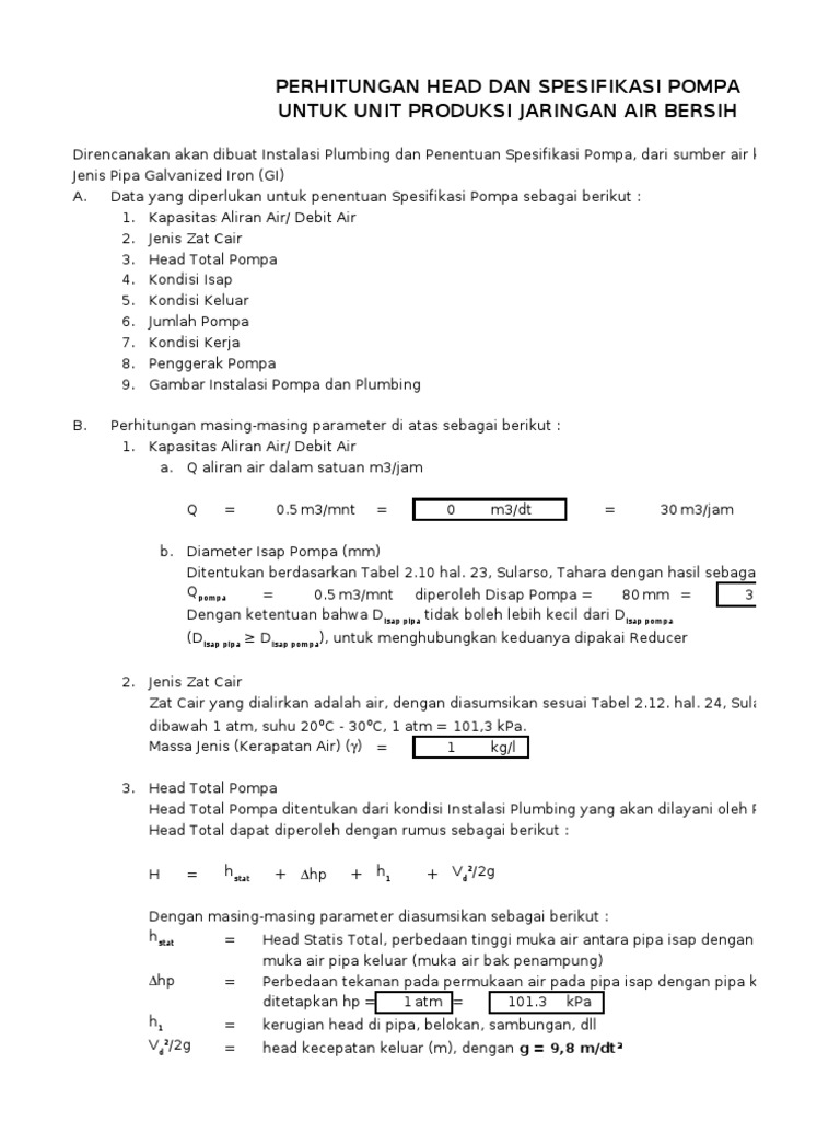 Perhitungan Pompa