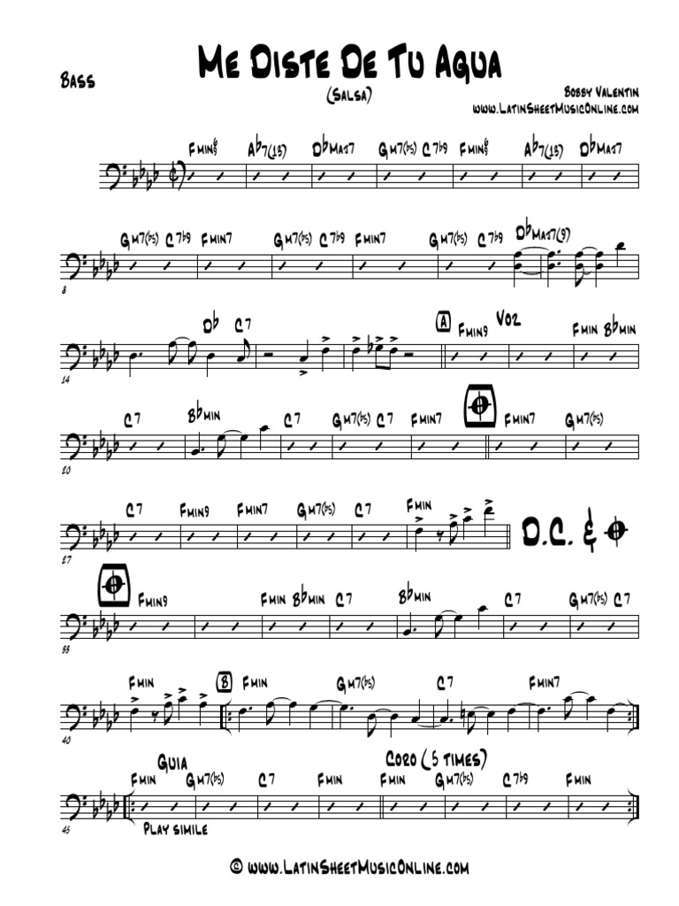 Me Diste de Tu Agua - Bobby Valentin | PDF