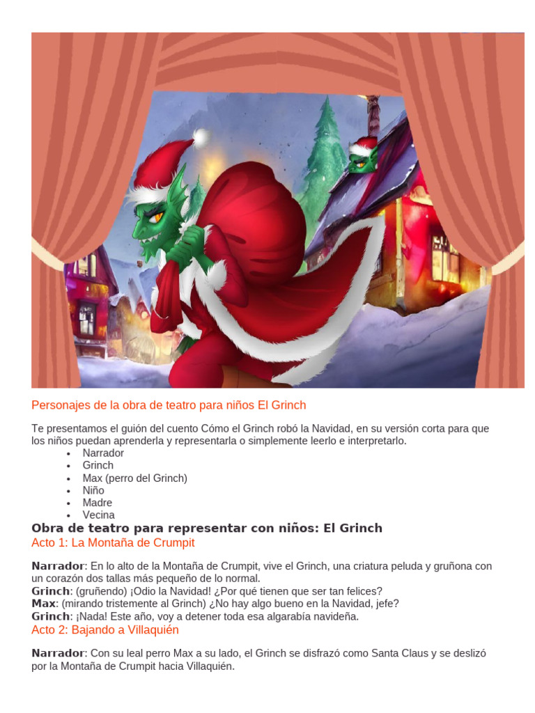 Obra de Teatro El Grinch Robo La Navidad | PDF | Navidad, image size:768x1024