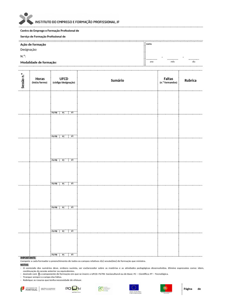 Formulário de Registro de Formação Profissional | PDF