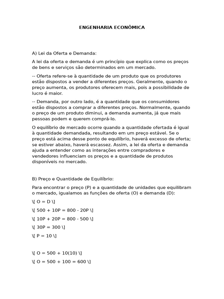 Lei da Oferta e Demanda na Economia | PDF
