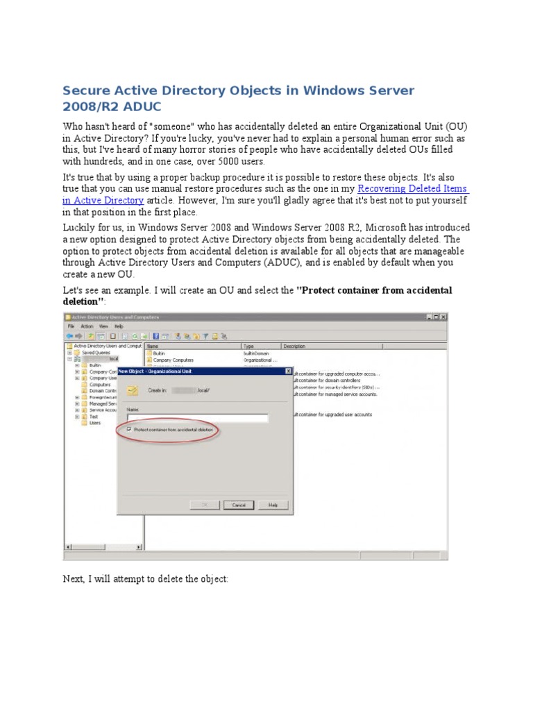 Active Directory in Windows Server 2008 | PDF | Active Directory ...