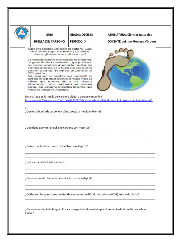 Huella de Carbono: Impacto y Soluciones | PDF | Dióxido de carbono ...