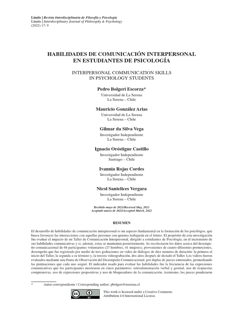 Habilidades de Comunicación en Psicología | PDF | Comunicación | Las ...