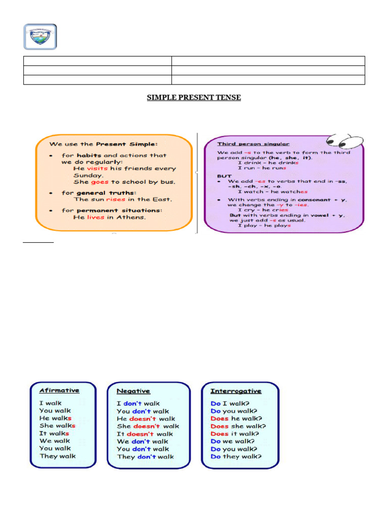 Simple Present Tense Activities | PDF | Workweek And Weekend ...