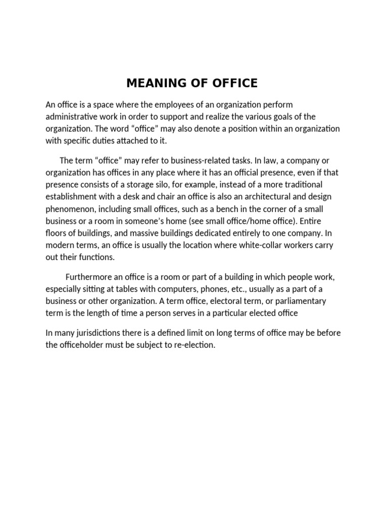 OFFICE MEANING DEFINITION intelligence overview
