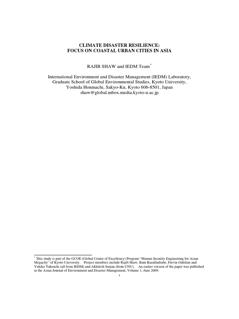 Climate Resilience in Asian Coastal Cities | PDF | Disaster Risk ...