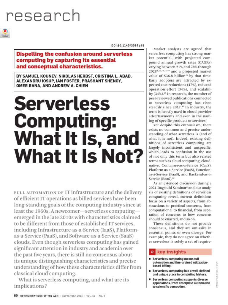 Serverless Computing - What It Is, and What It Is Not. | PDF | Cloud ...