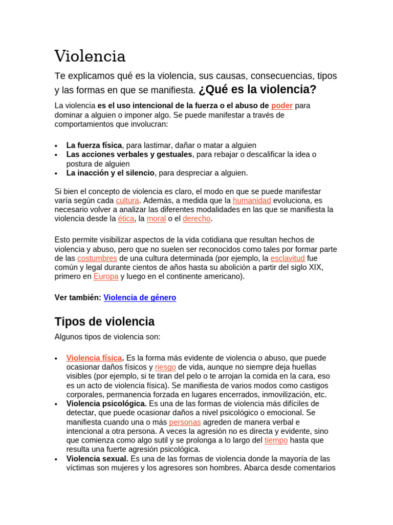 Tipos y causas de la violencia | PDF | Violencia | Agresión