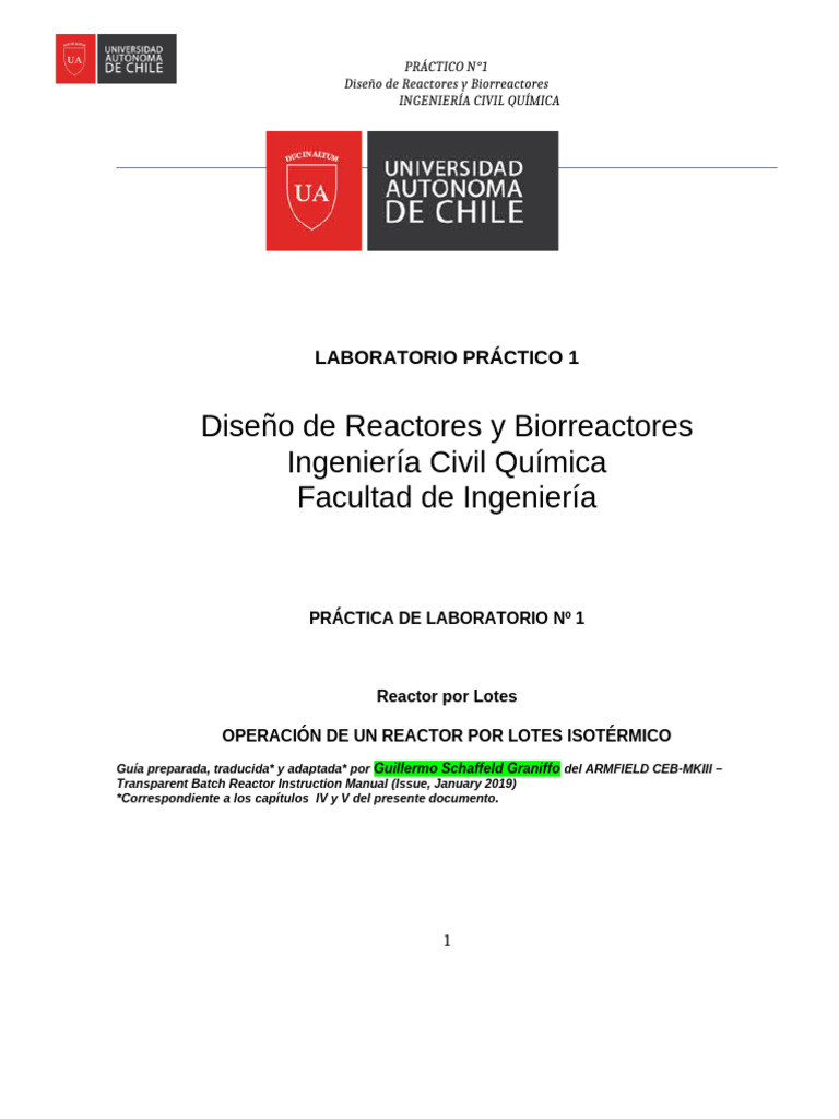 Diseño de Reactor Batch Isotérmico | PDF | Reactor Quimico | Agua