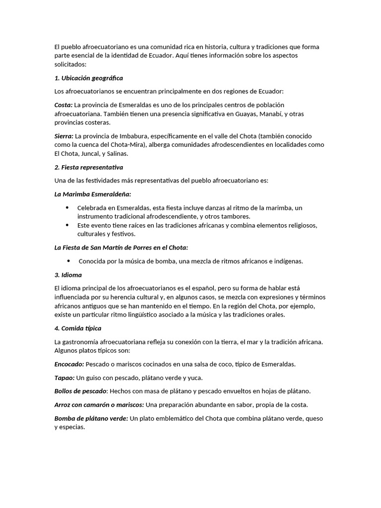 Historia y cultura afroecuatoriana | PDF