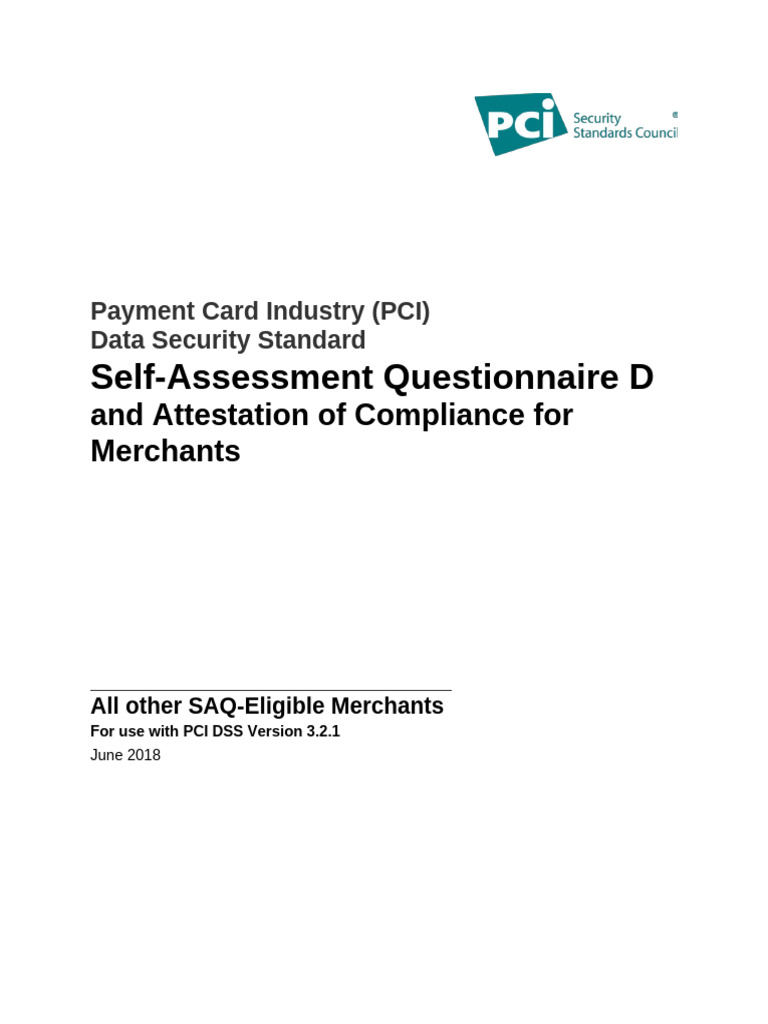 Pci Dss v3 2 1 Saq D Merchant | PDF | Payment Card Industry Data ...