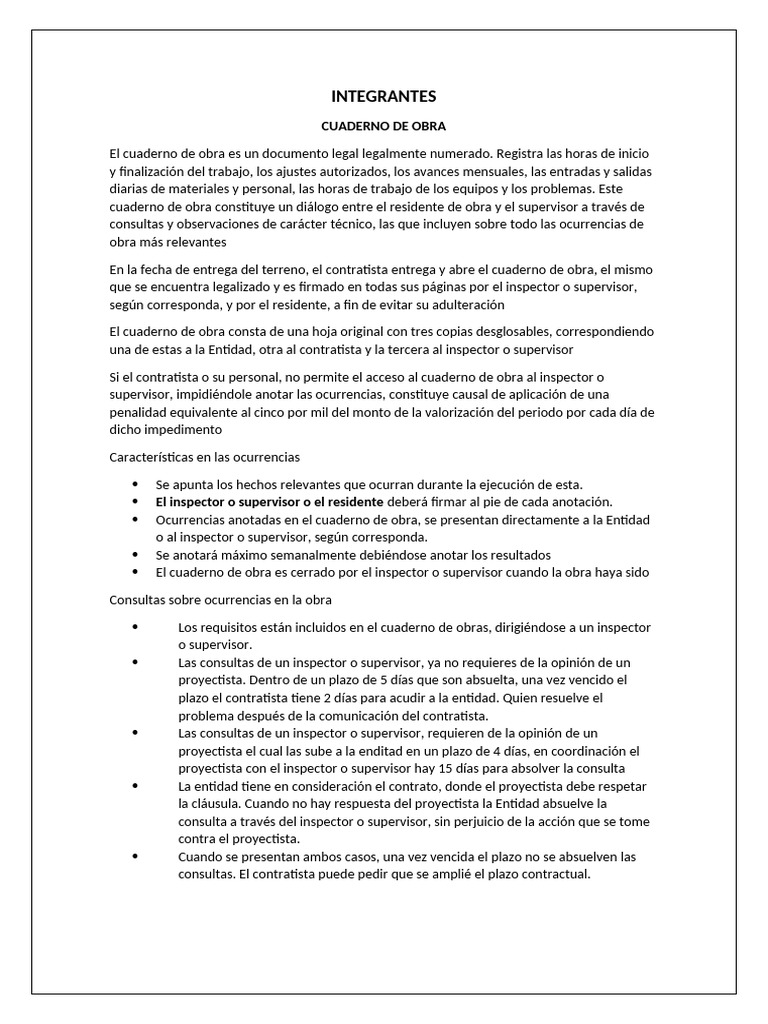 Guía del Cuaderno de Obra Legal | PDF