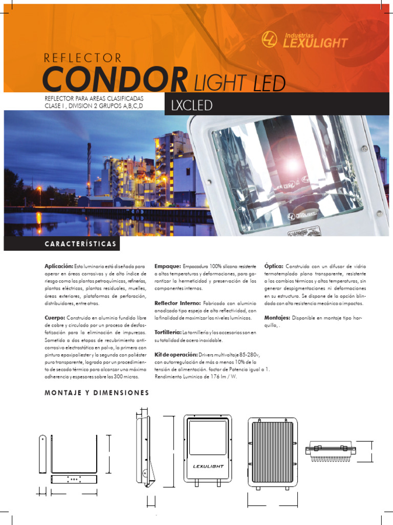 Reflector LED para Áreas Clasificadas | PDF | Aluminio | Diodo emisor ...
