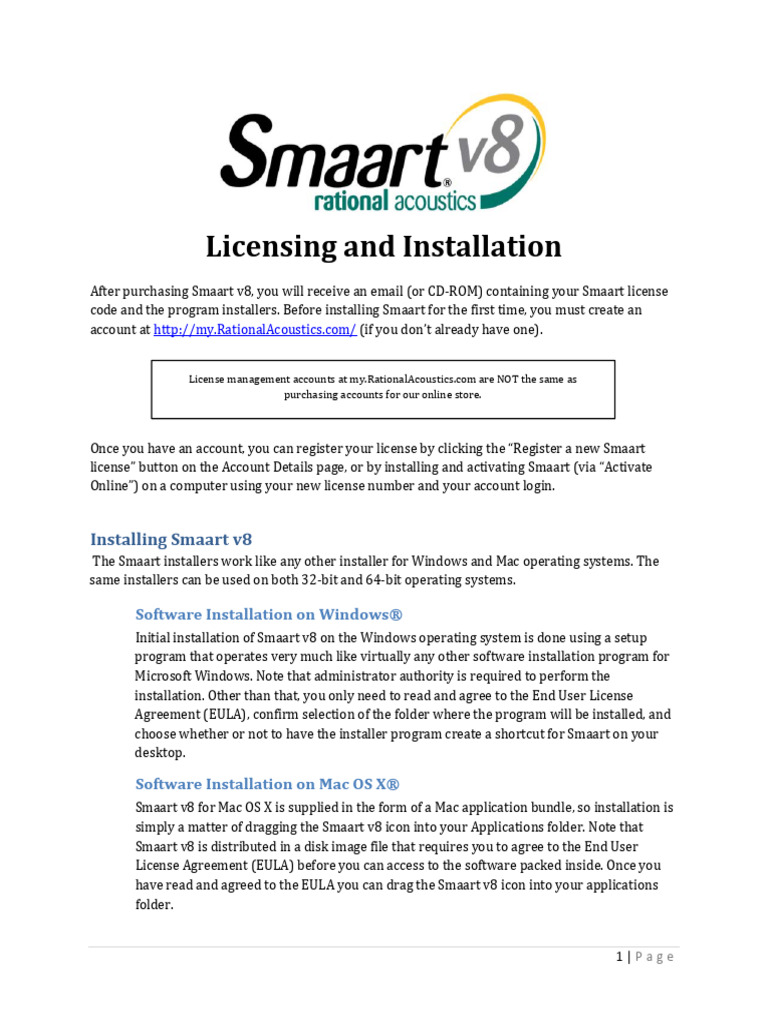 Smaart v8 Licensing Help Guide | PDF | Installation (Computer Programs ...