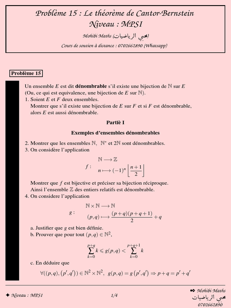 MPSI Probleme 15 | PDF | Mathématiques | Concepts mathématiques
