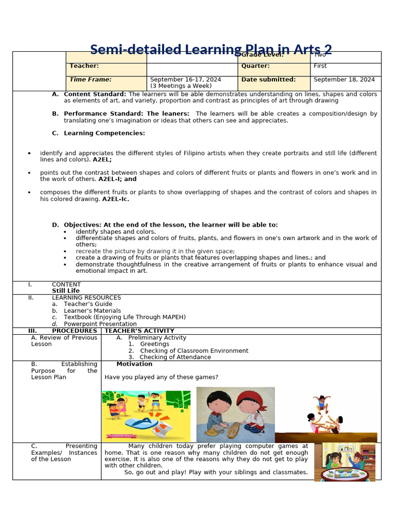 Arts 2 | PDF | Composition (Visual Arts) | Still Life